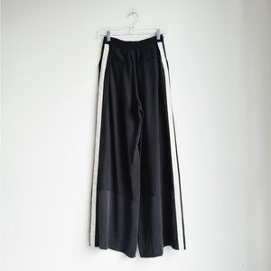 ROBERT RODRIGUEZ | Black Silk Side Stripe Wide Leg Pants | 0